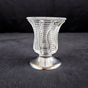 Glass Bud Vase with Silver Base 3.5" Home‎ Decor Accent
